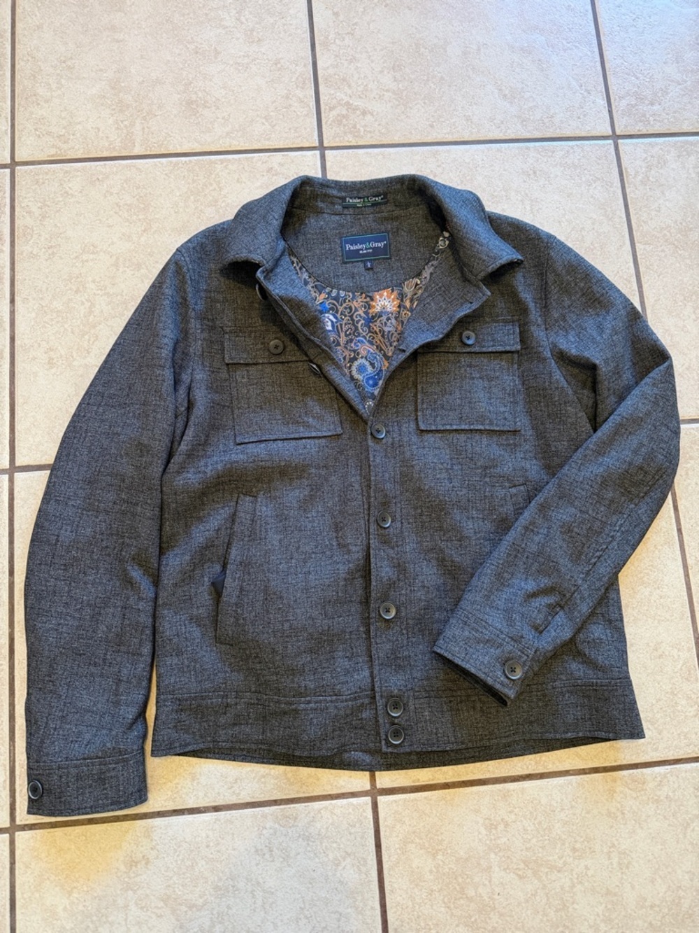 Paisley & Gray Dark Charcoal Button-Front Shirt Jacket